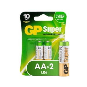 Батарейки GP Super AA/LR6/15A GP15A-2CR2 алкалин. бл/2 53781 GU  фото, kupilegko.ru